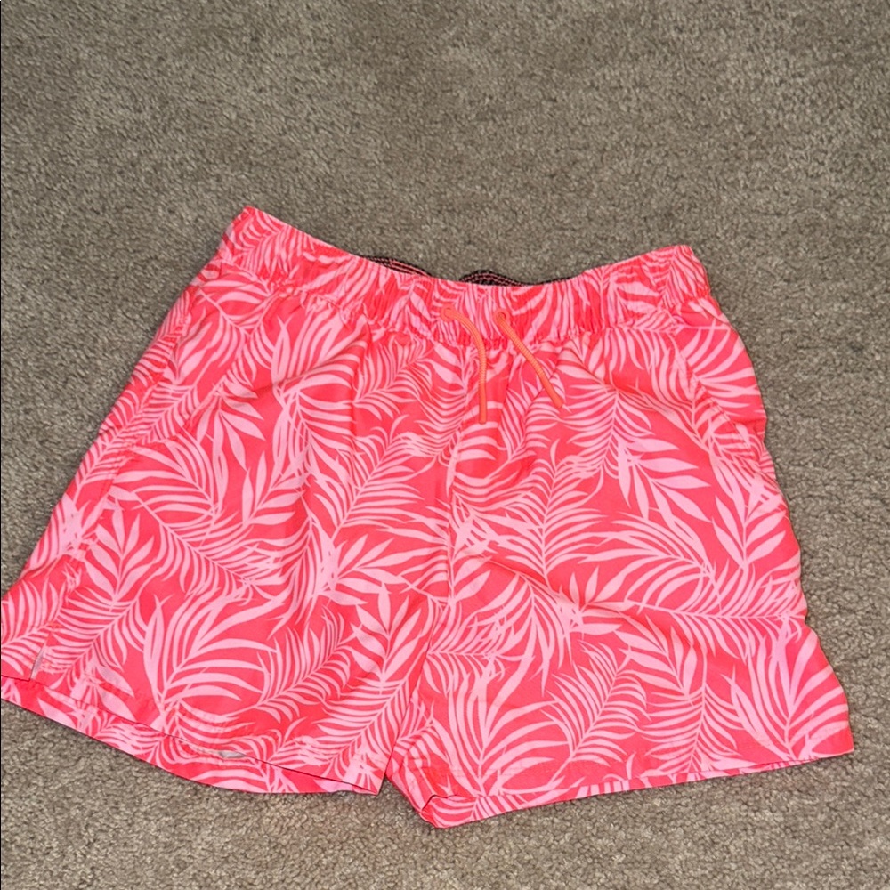 Kids Pink Leaf-Print Elastic Waist Shorts